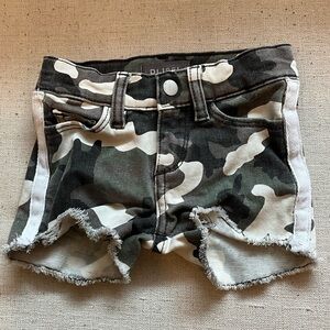 Toddler Girls DL1961 Green Jean Shorts with Modern Camouflage